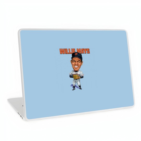 Discover Willie Mays Baseball Caricature Vintage Essential Laptop Skins
