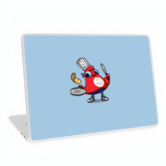 Discover Paris 2024 Phryges - Cartoon chef in red apron with food Laptop Skins