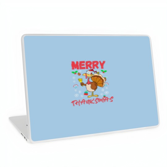 Discover Merry Thanksmas Funny Thanksgiving and Christmas 2024 Combo Laptop Skins