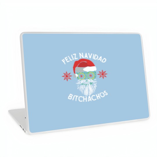 Discover Feliz Navidad Bitchachos Merry Spanish Christmas Mexican Sugar Skull In Santa'S Hat Laptop Skins