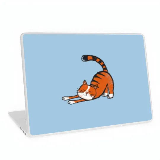 Discover Cute cat with black stripes and orange color Laptop Skins