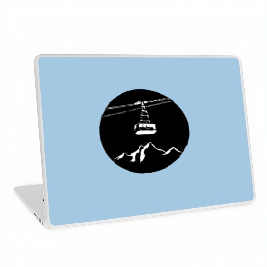 Discover Mountain with gondola white Laptop Skins