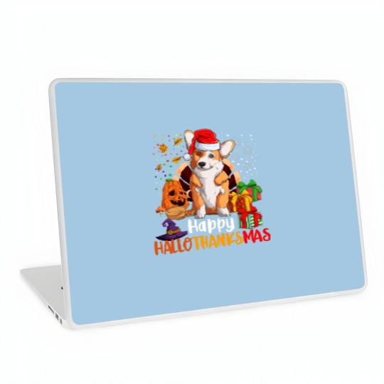 Discover Corgi Dog Happy Hallothanksmas Welsh Corgi Lover H Laptop Skins