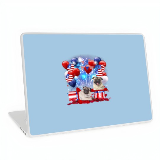 Discover Pug Firework American Flag 4Th Of July Dog Lover Laptop Skins