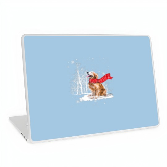 Discover Golden Retriever Is Watching The Snow Falls Christ Laptop Skins