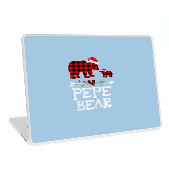 Discover Red Plaid Pepe Bear Laptop Skins