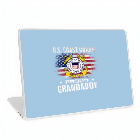 Discover U.S Coast Guard Proud Grandaddy With American Flag Laptop Skins
