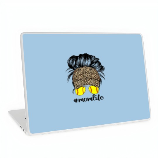 Discover Mom Life Leopard Baseball Cap Messy Bun Softball M Laptop Skins