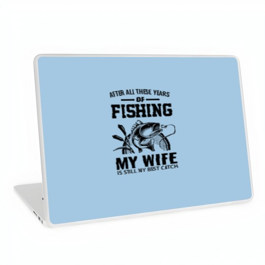 Discover Mens Funny Fishing Angler Gift Fish Fishing Rod Wi Laptop Skins