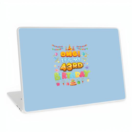 Discover OMG It's My 43Rd Birthday 43 Years Old Hat Cake Ha Laptop Skins