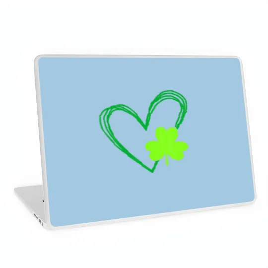 Discover Happy St Patrick's Day Irish Shamrock Heart Men Wo Laptop Skins