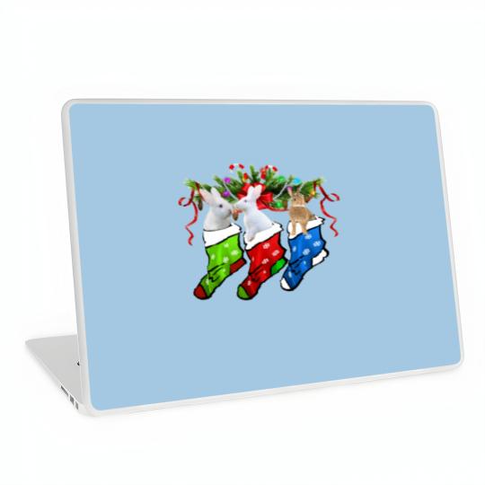 Discover Funny Three Rabbit In Sock Christmas Rabbit Gift Sleeveless Laptop Skins