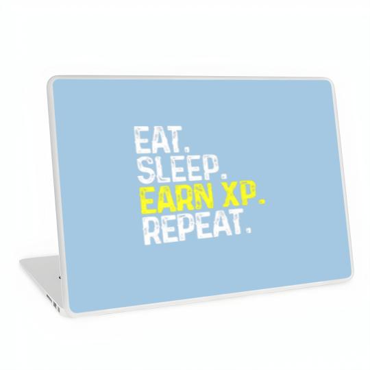 Discover Eat Sleep Earn XP Repeat Funny Gamer Gaming Laptop Skins