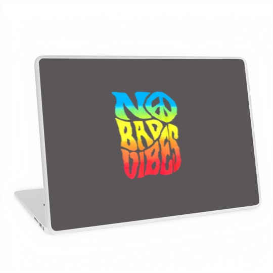 Discover No bad vibes large navy Laptop Skins