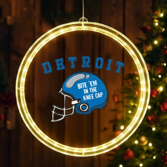 Discover Detroit Michigan Michigander Sunday Lion Kneecap Bite Fans LED Christmas Window Lights