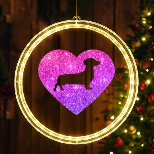 Discover Cute Dachshund Wiener Dog Heart Gift For Girls And LED Christmas Window Lights