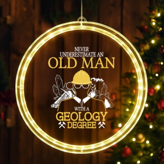 Discover Never Underestimate Old Man With Geology Degree LED Christmas Window Lights