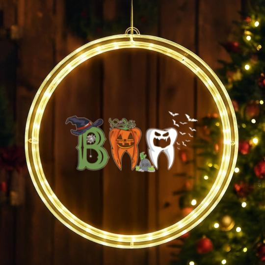 Discover Boo Dentist Pumpkin Costume Dental Assistant Halloween LED Christmas Window Lights