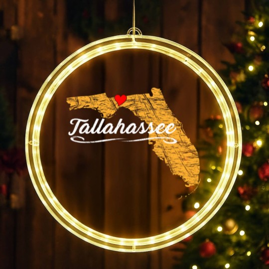 Discover City of Tallahassee Florida | Vacation Souvenir - Graphic LED Christmas Window Lights