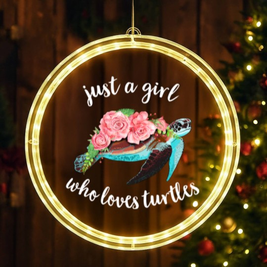 Discover Watercolor Turtle LED Christmas Window Lights Just A Girl Who Loves Turtles Floral Sea Turtle