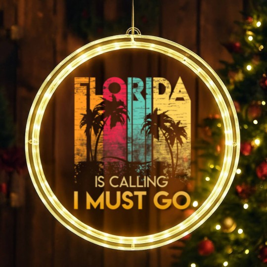 Discover Florida Strong Men's LED Christmas Window Lights Florida Is Calling I Must Go