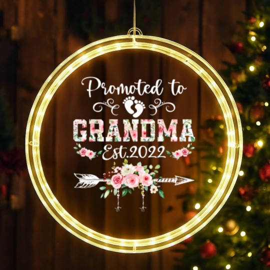 Discover Promoted To Grandma Floral Leveled Up To Grandma LED Christmas Window Lights