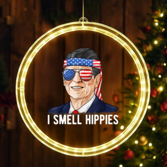 Discover Reagan Ronald LED Christmas Window Lights Conservative President I Smell Hippies LED Christmas Window Lights