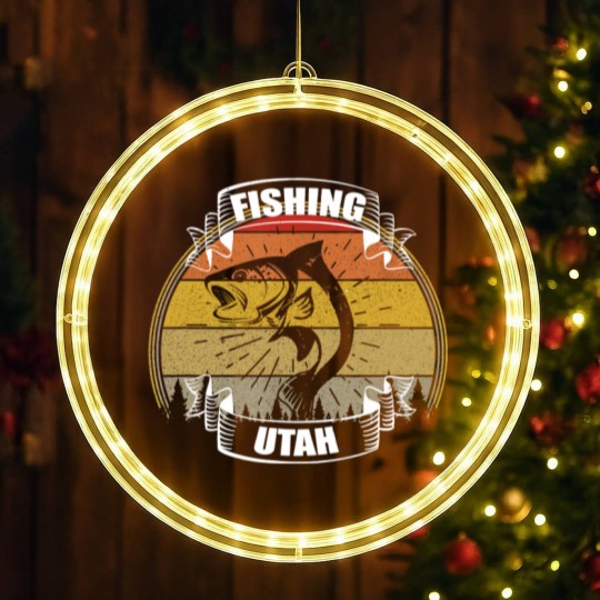 Discover Vintage Sunset Trees Fishing Utah LED Christmas Window Lights