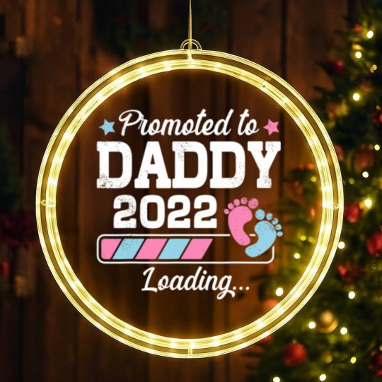 Discover Promoted To Daddy Funny Family With Cute Footprint LED Christmas Window Lights