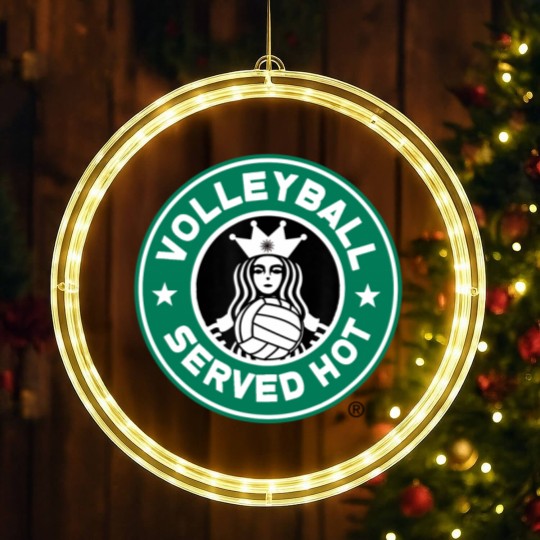 Discover Funny Volleyball Logo Design LED Christmas Window Lights
