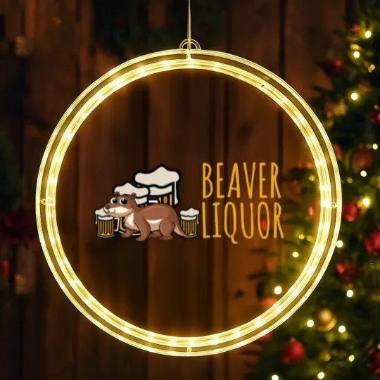 Discover Funny Beaver Liquor Animal Pun Beer Lover Drinking LED Christmas Window Lights