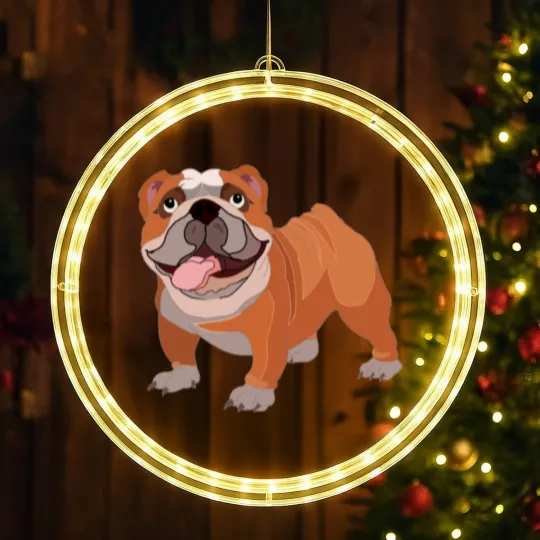 Discover Happy bulldog LED Christmas Window Lights