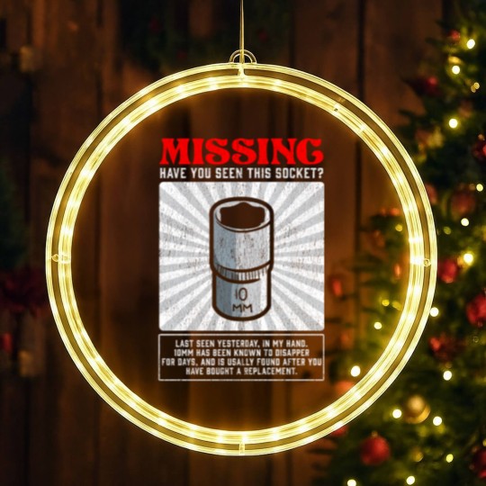 Discover Funny Mechanic 10mm Socket Missing Workshop Tool LED Christmas Window Lights