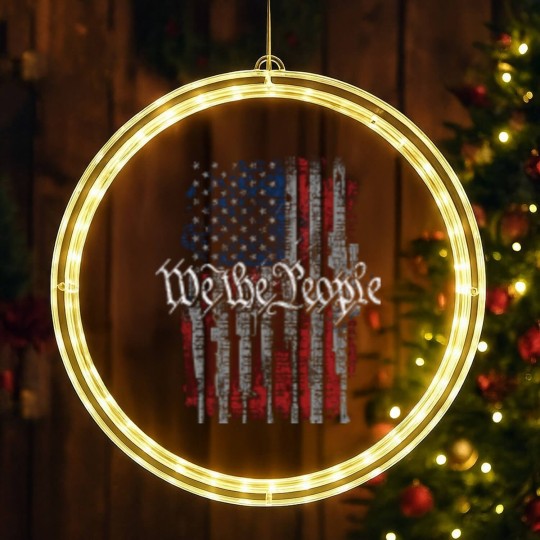 Discover Defending Freedom Collection We The People American Flag Short Sleeve LED Christmas Window Lights-Black-XL