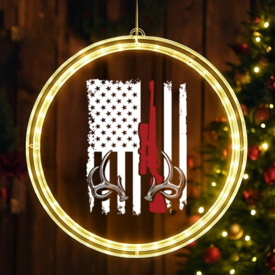 Discover Deer Hunting American Flag LED Christmas Window Lights