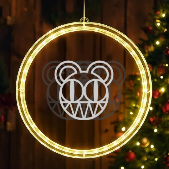 Discover Radio Bear Retro Minimalist Color Design Grey - Bear - LED Christmas Window Lights