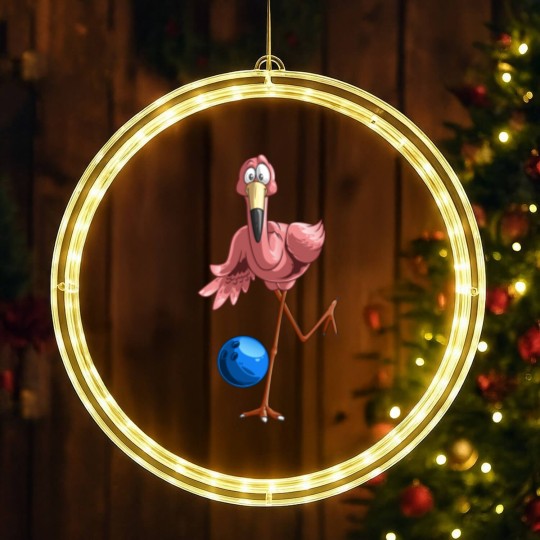 Discover Cool Bowling Flamingo | Funny Shorebirds Lover Player Gift LED Christmas Window Lights