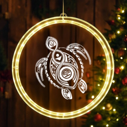 Discover Hawaii Turtle Tribal Art LED Christmas Window Lights
