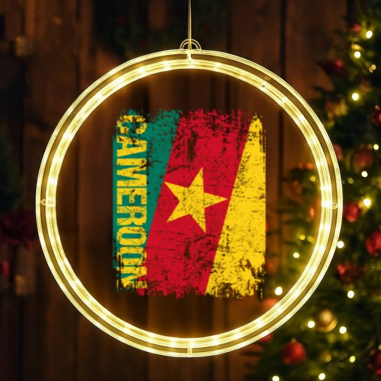 Discover Cameroon Flag Vintage Distressed LED Christmas Window Lights