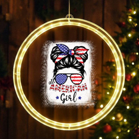 Discover All American Girl Bleached LED Christmas Window Lights Patriotic July 4th LED Christmas Window Lights