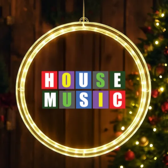 Discover House Music Blocks Blk LED Christmas Window Lights