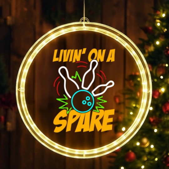 Discover Livin on a Spare Funny Bowling Bowler LED Christmas Window Lights