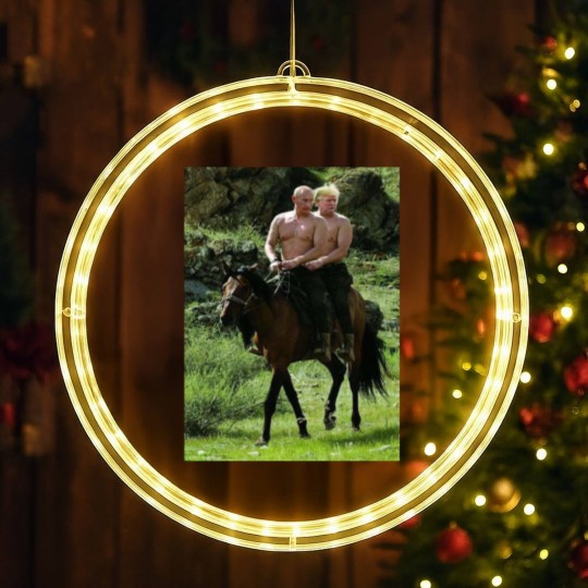 Discover Trump Putin Meme LED Christmas Window Lights Russian Putin Riding A Horse With Donald Trump Meme