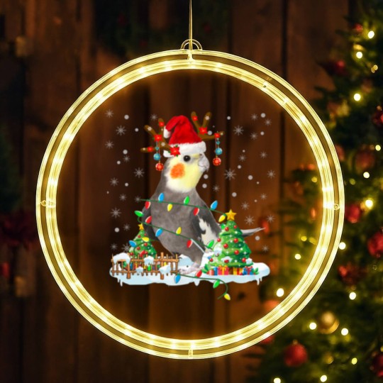 Discover Cute Cockatiel LED Christmas Window Lights Christmas Cockatiel Lover Santa Cockatiel Christmas Lights