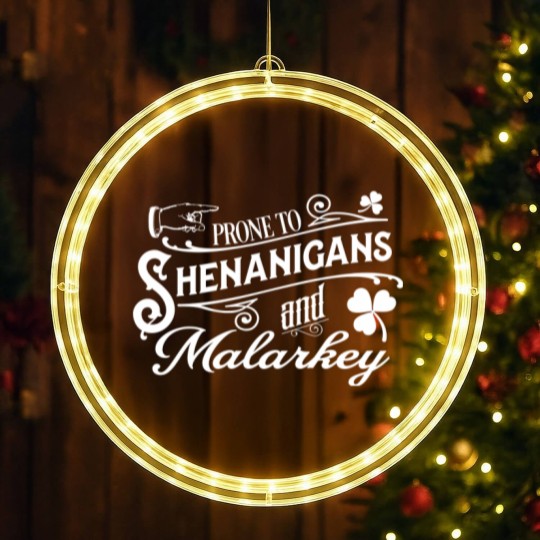 Discover GunShowTees Prone to Shenanigans and Malarkey Irish LED Christmas Window Lights