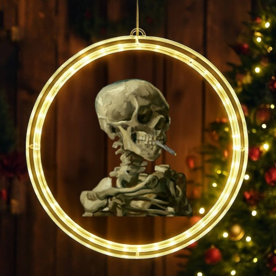 Discover Skull with Burning Cigarette by Vincent van Gogh - Skull - LED Christmas Window Lights
