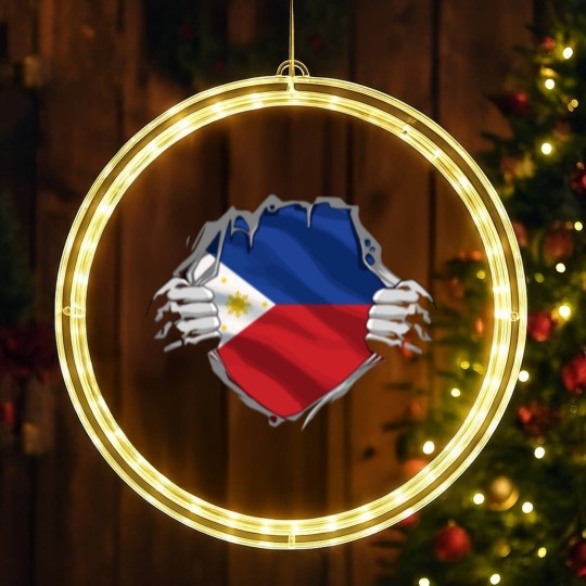 Discover Super Filipino Heritage Philippines Roots Flag Gif LED Christmas Window Lights