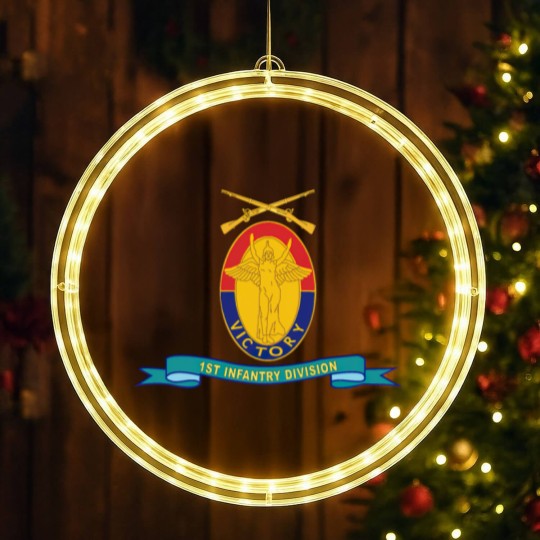 Discover Army 1st Infantry Division w Br Ribbon LED Christmas Window Lights