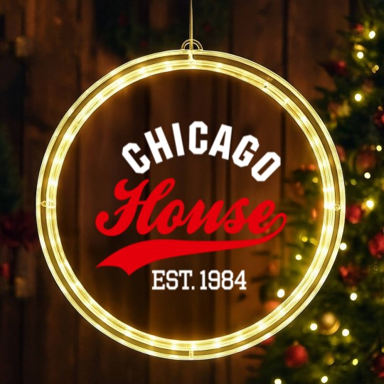 Discover Vintage Chicago house est. 1984 house music party LED Christmas Window Lights