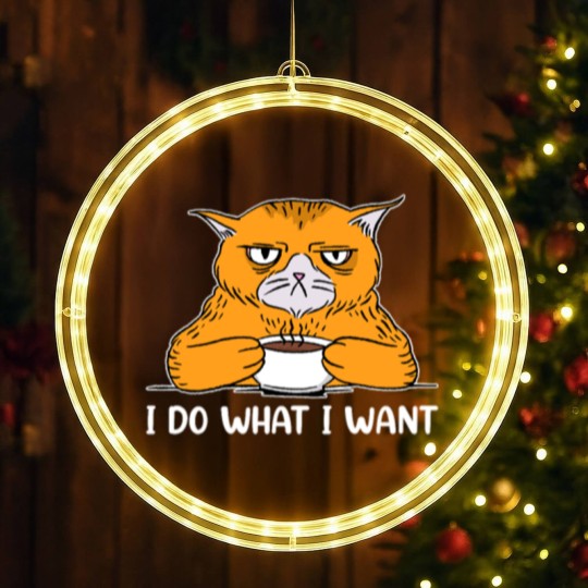 Discover I do What I Want Funny Sarcastic Cat LED Christmas Window Lights